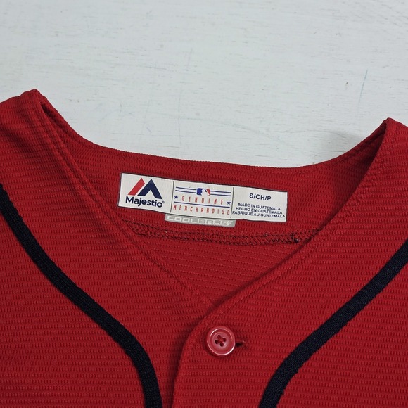 Atlanta Braves MLB Majestic Cool Base Red Blank Stitched Jersey Men's S EUC - Picture 5 of 10